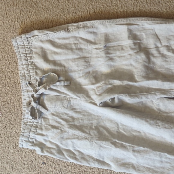 Per Se Light Beige Pull On Drawstring Linen Blend Straight Leg Pants Size Small - Picture 4 of 7